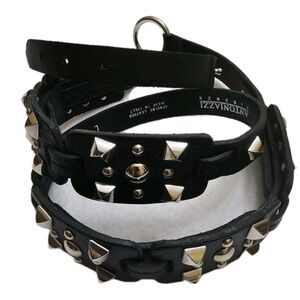 VTG Antoniazzi Italian Leather Belt L Silver Studded Detail Boho Gypsy Artsy